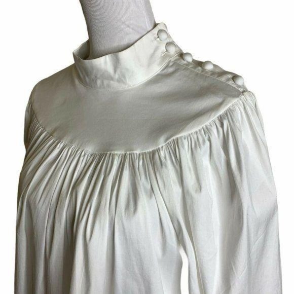 Ann Taylor Balloon Sleeve Mock Neck Peasant Blouse - Picture 5 of 10